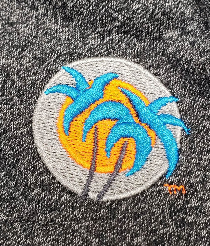 embroidered palm trees and sun design on Gator long sleeve hoodie