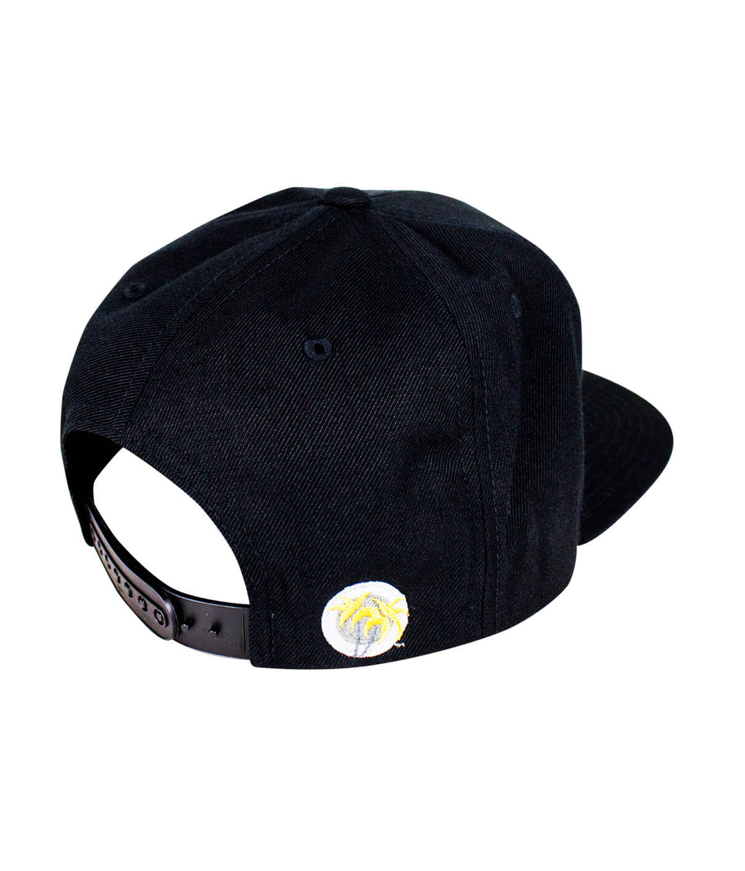 Back view of Viva NICERIDE Snapback hat featuring blacked out palm logo with yellow leaves embroidered.