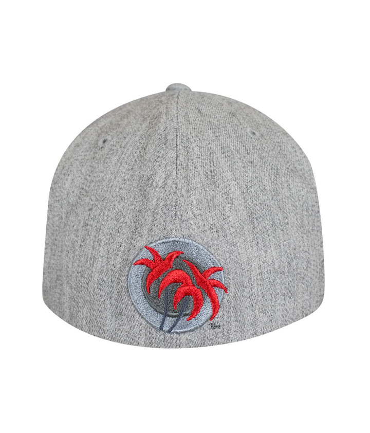 Back view of the Pride - LP Classic Flexfit Hat featuring red palm logo on gray fabric.