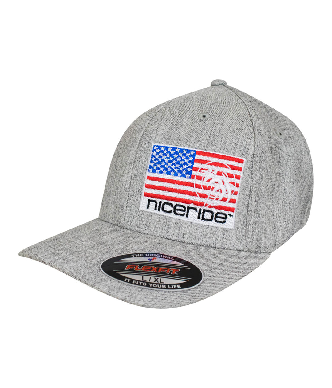 Pride - LP Classic Flexfit Hat featuring American Flag and NICERIDE logo, perfect accessory for patriotic style.
