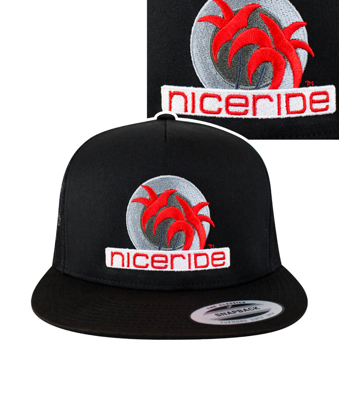 Metro Palm Trucker Baseball Cap by NICERIDE with embroidered logo, a stylish hat for comfort and style.