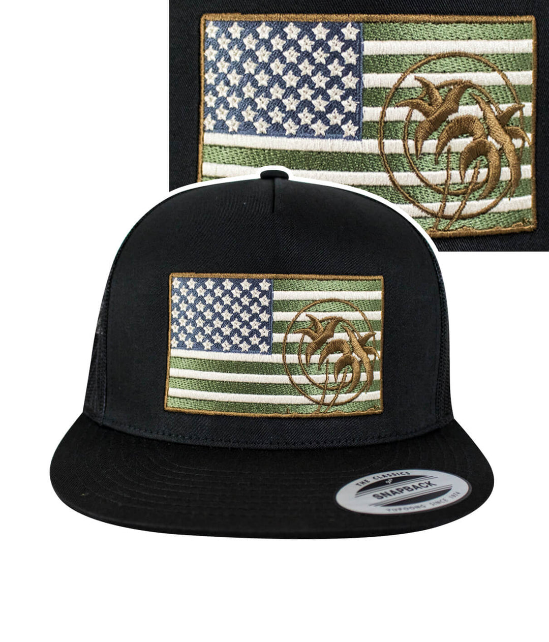 Strong trucker hat featuring American flag and NICERIDE logo, a stylish hat designed in the USA.