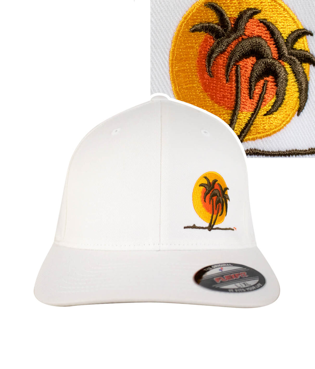 Padres Palm Classic Flexfit Hat in white with palm logo embroidered, a stylish hat for casual wear.