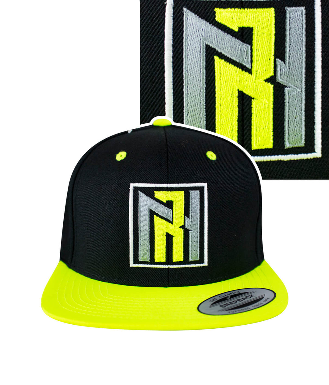 N-R Neon snapback hat featuring a vibrant logo, perfect stylish hat for casual wear.