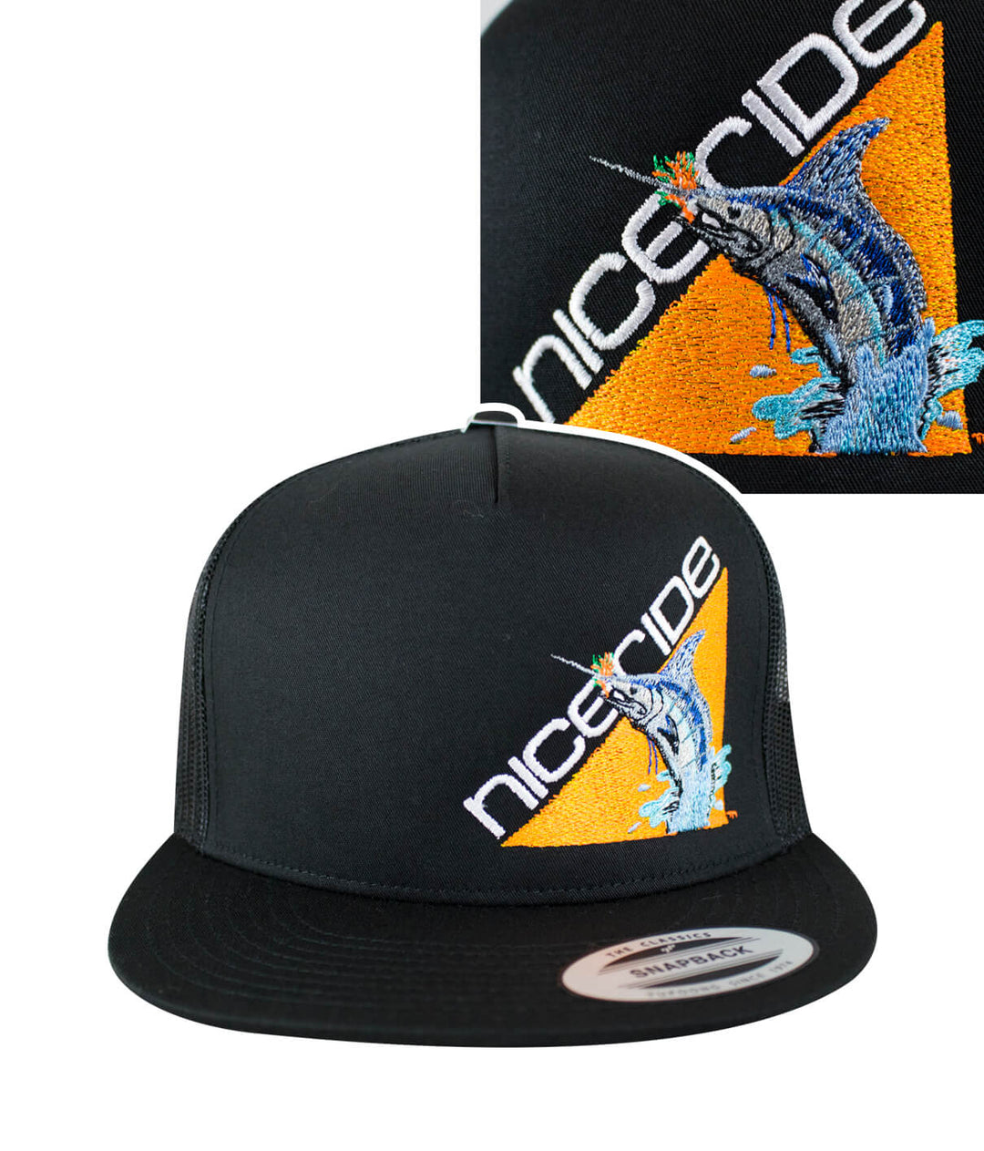 Fin, Set, Sail Trucker Hat by NICERIDE featuring embroidered design on front panel.