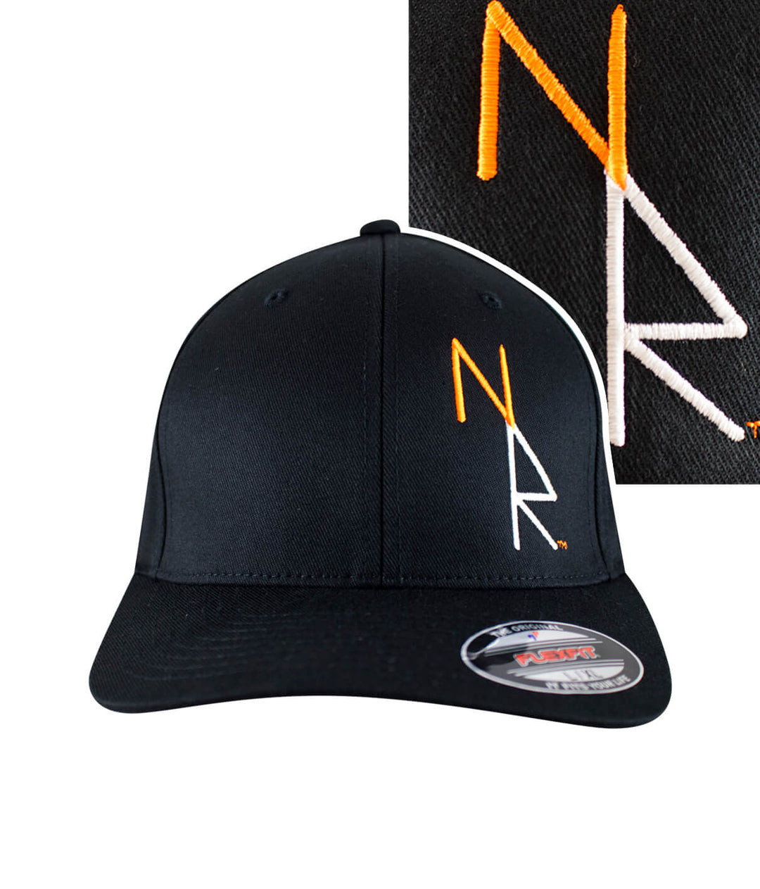NR Meshback Flexfit Hat showcasing NICERIDE's embroidered design on a black baseball cap.