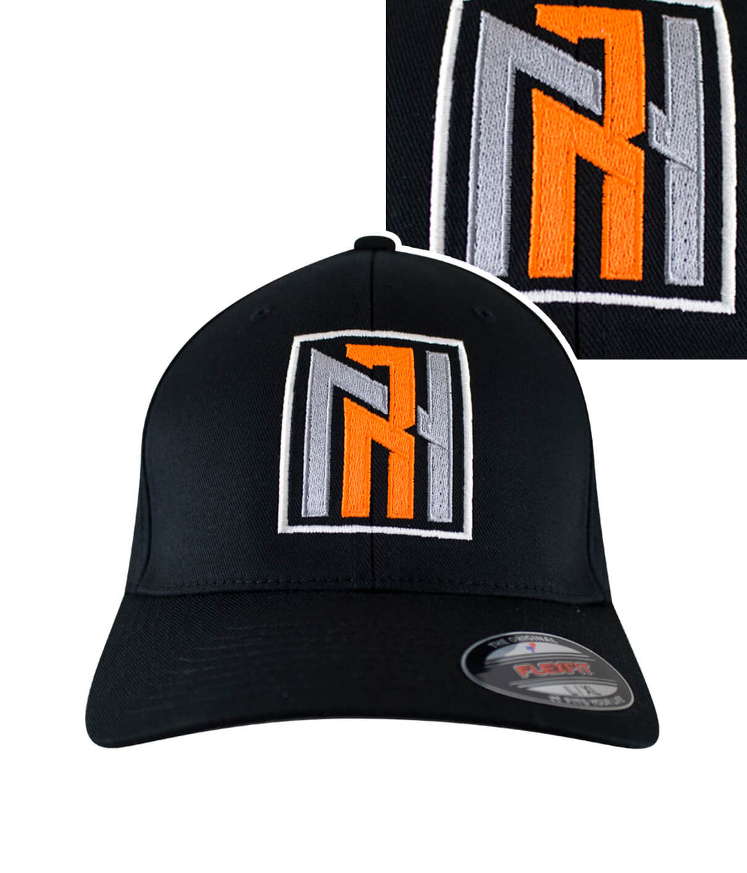 N-R - Orange Classic Flexfit Hat with embroidered logo, stylish baseball cap for daily wear.