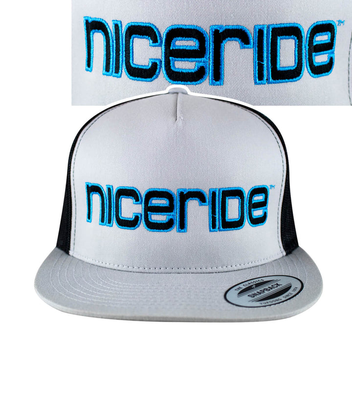 NICERIDE Bold Tower Trucker Hat featuring embroidered logo, a stylish hat for casual wear.