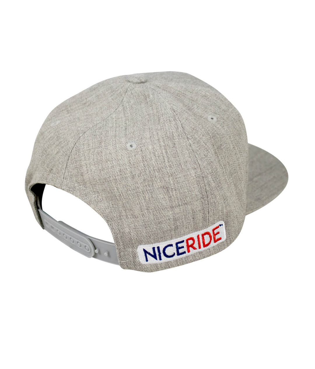 Back view of the Spirit of 76 Flatbill Snapback Hat featuring NICERIDE logo embroidered on the side, hat design.