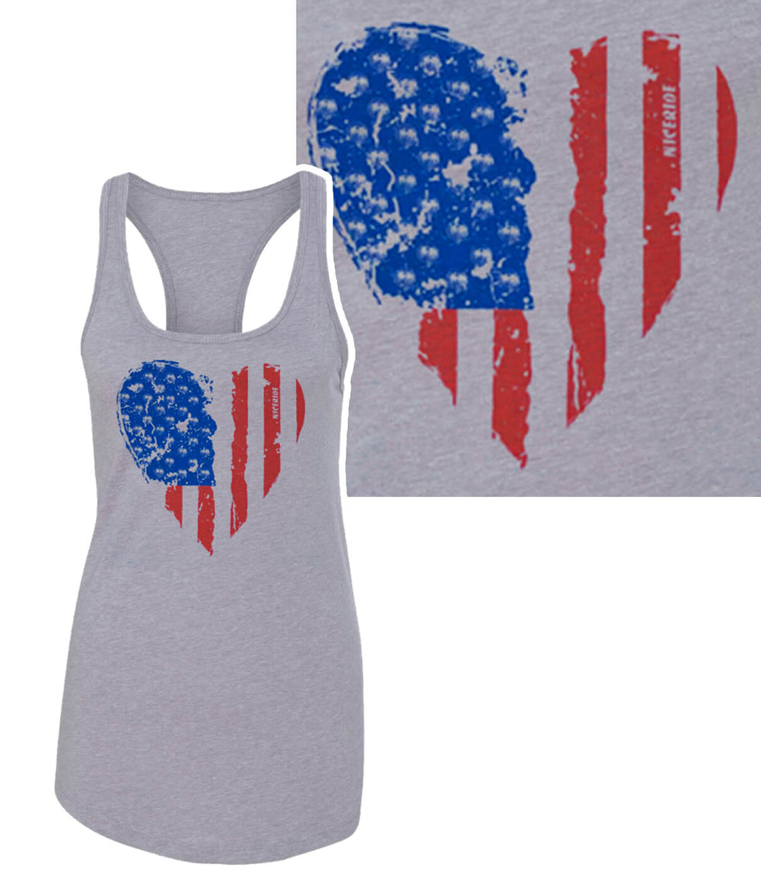 Heartbeat tank top with American flag design, women&