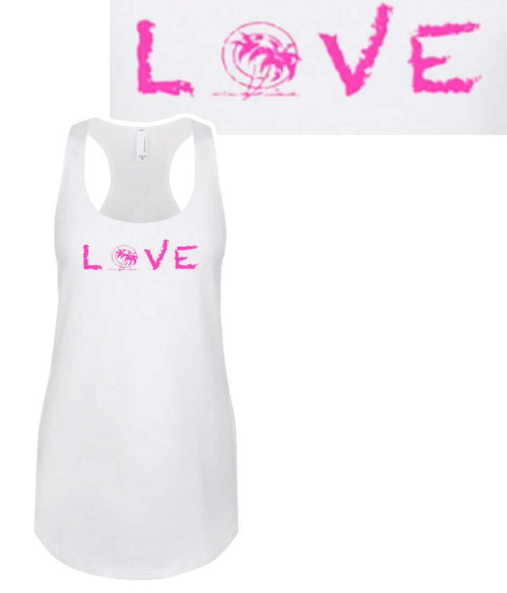 Palm Beach tank top featuring pink "LOVE" logo, women&