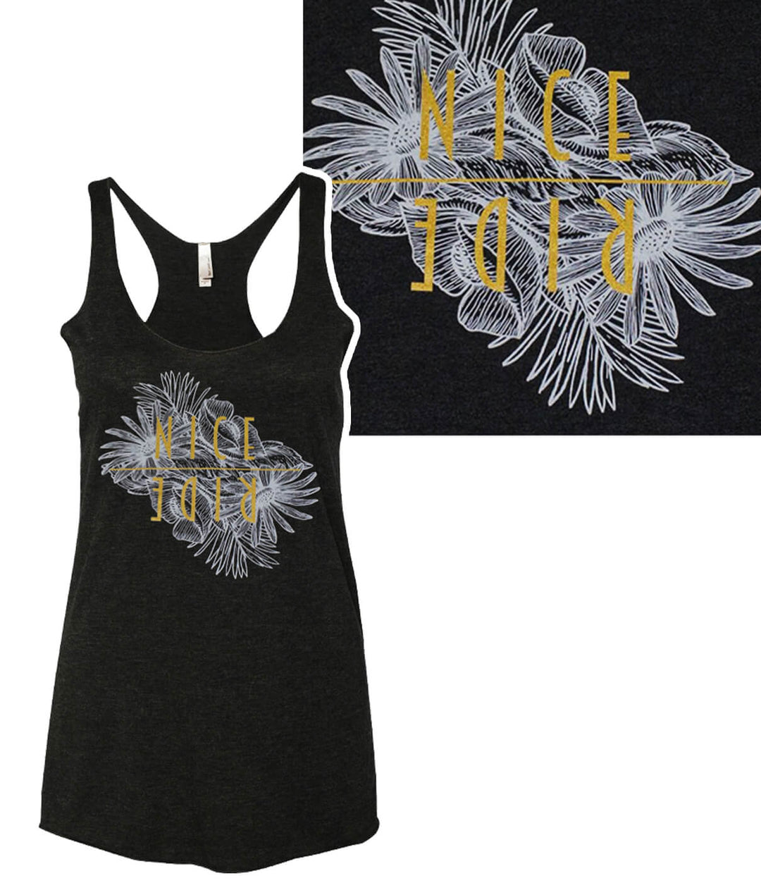 Paradise - Black Next Level Women's Vintage Tank Top featuring NICERIDE design, ultra-soft racerback style.