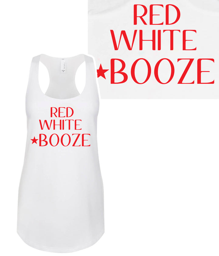 Red, White, Booze design on a white Next Level women&