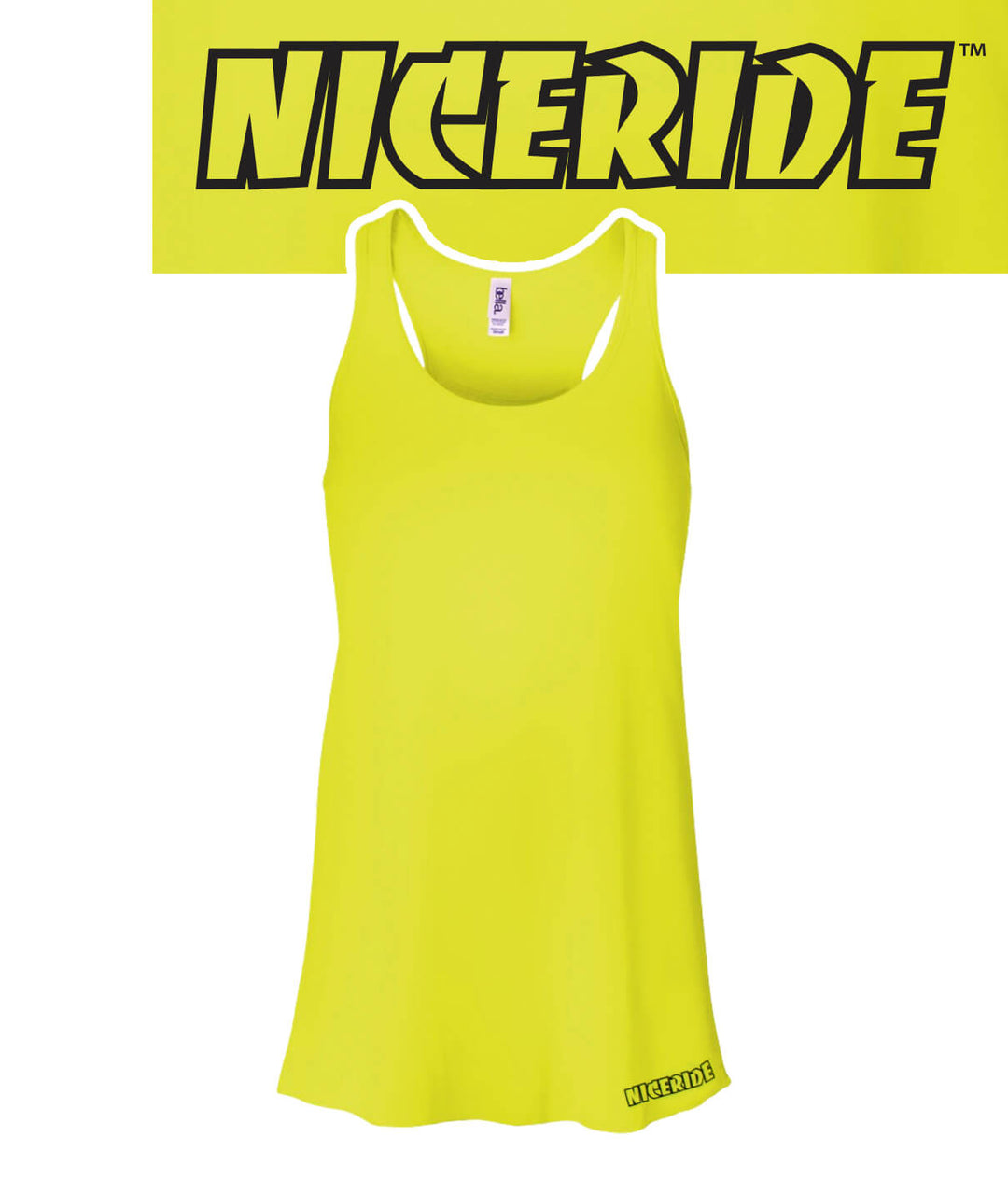 Pacific Flowy tank top for women in bright yellow with NICERIDE logo, perfect for casual wear and outdoor activities.