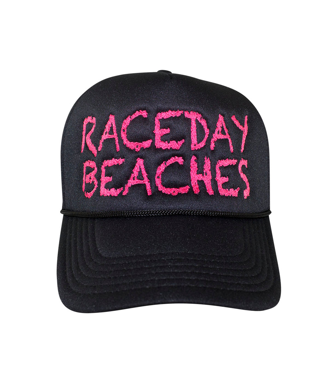 Classic Foam Trucker Hat featuring Raceday Beaches embroidery, perfect for any hat lover.