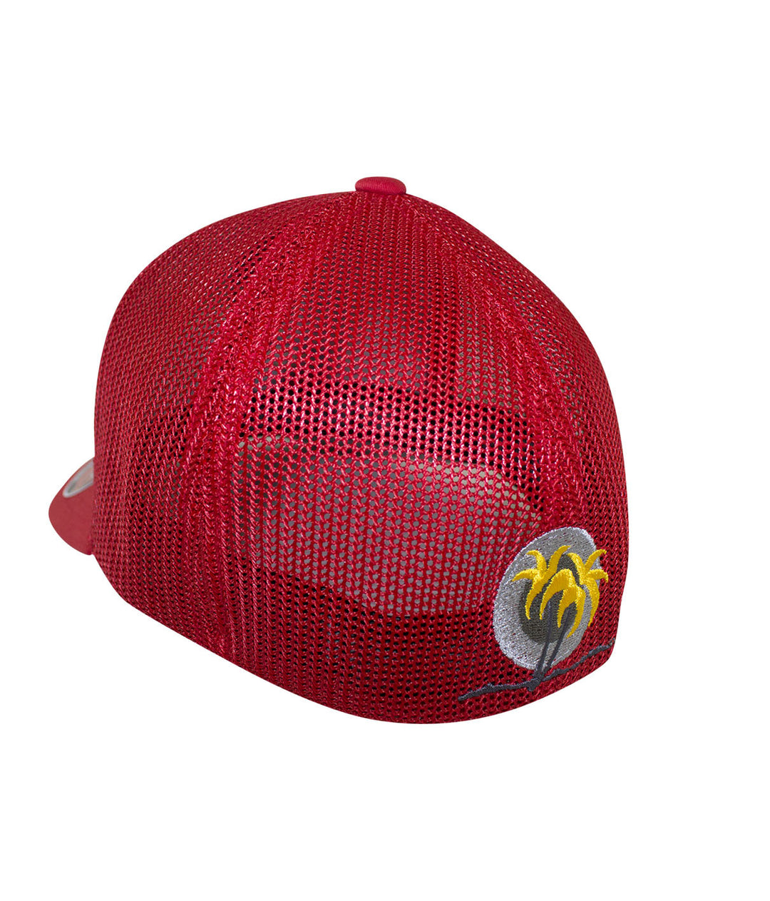 Back view of the Sorry Charlie Meshback Flexfit Hat showcasing the embroidered palm logo.