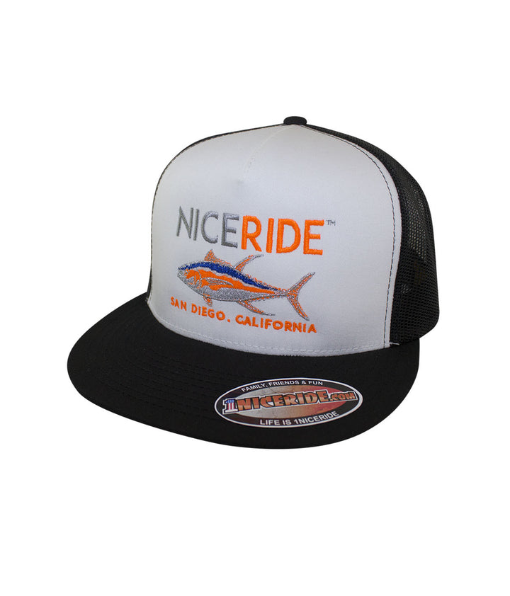 Sorry Charlie Trucker Hat, a classic snapback hat with embroidered design, perfect for casual wear.