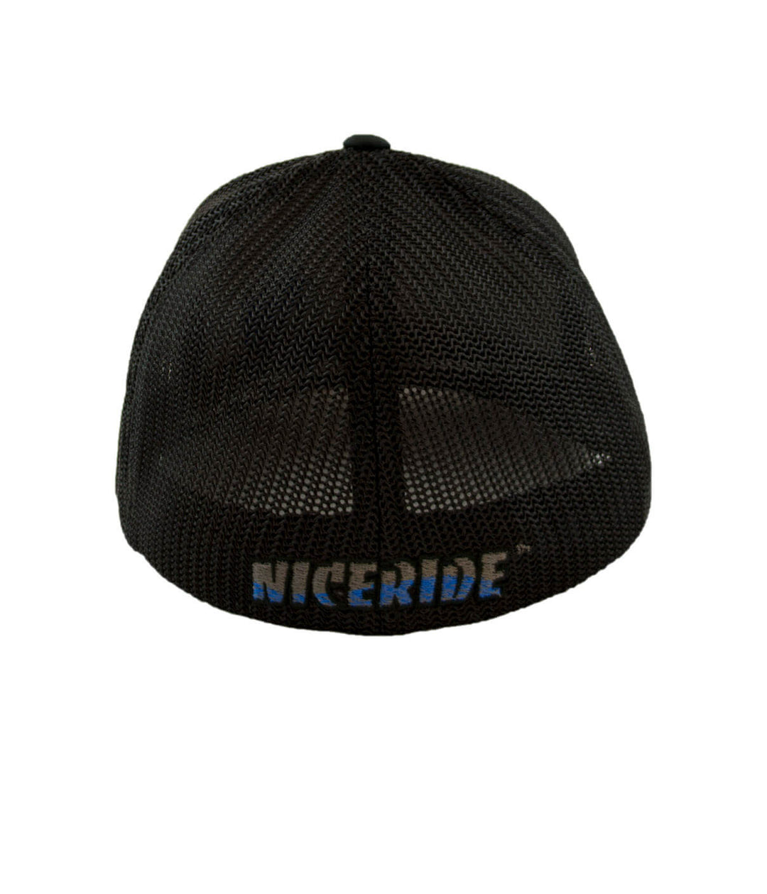 MOTO 1 Meshback Flexfit Hat featuring NICERIDE logo embroidered on the back, a comfortable baseball cap for enthusiasts.