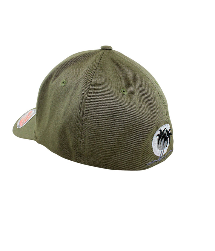 Back view of the Hang 20 Classic Flexfit Hat, featuring blacked out palm logo embroidery.