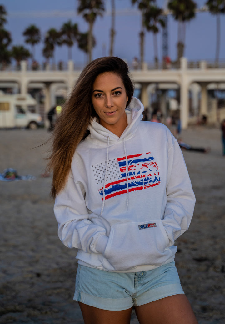 "Strong Faded" White Pullover Hoodie For Men And Women