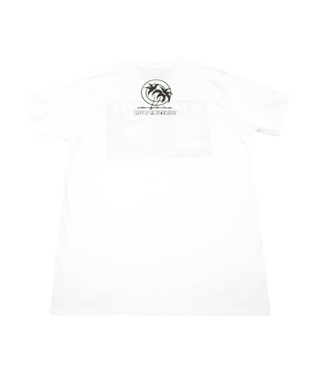 Back view of H2O short sleeve shirt featuring NICERIDE design and palm graphic, perfect premium cotton shirt.
