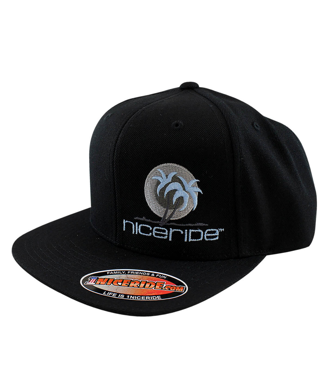 Metro Palm Snapback Hat featuring NICERIDE logo on black cap, perfect summer accessory for hat lovers.