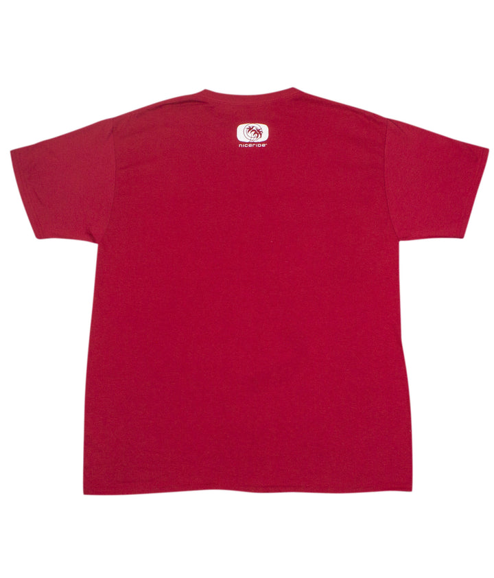 Back view of Boardwalk red Hanes Men&