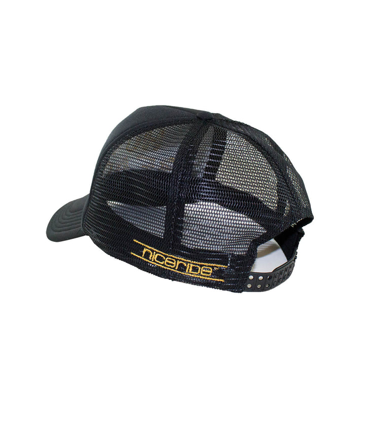 Back view of a Foam Trucker Hat featuring NICERIDE embroidery, perfect stylish hat for casual outings.