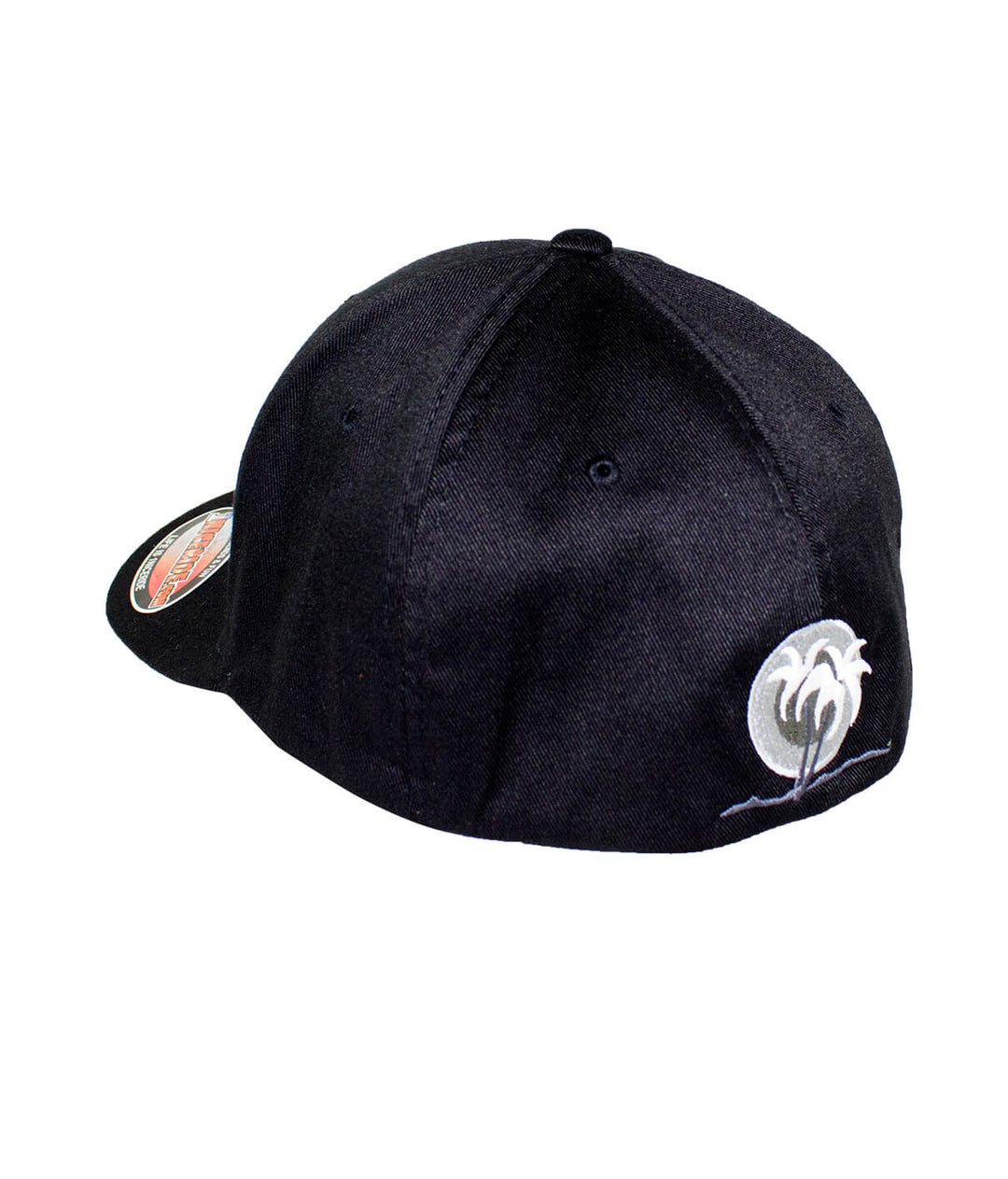 Back view of the CR Ride Black Classic Flexfit Hat with embroidered palm logo, a stylish hat for any casual outfit.