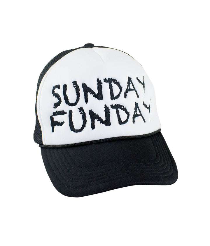 Sunday Funday Foam Trucker Hat, a stylish hat with fun embroidered design.