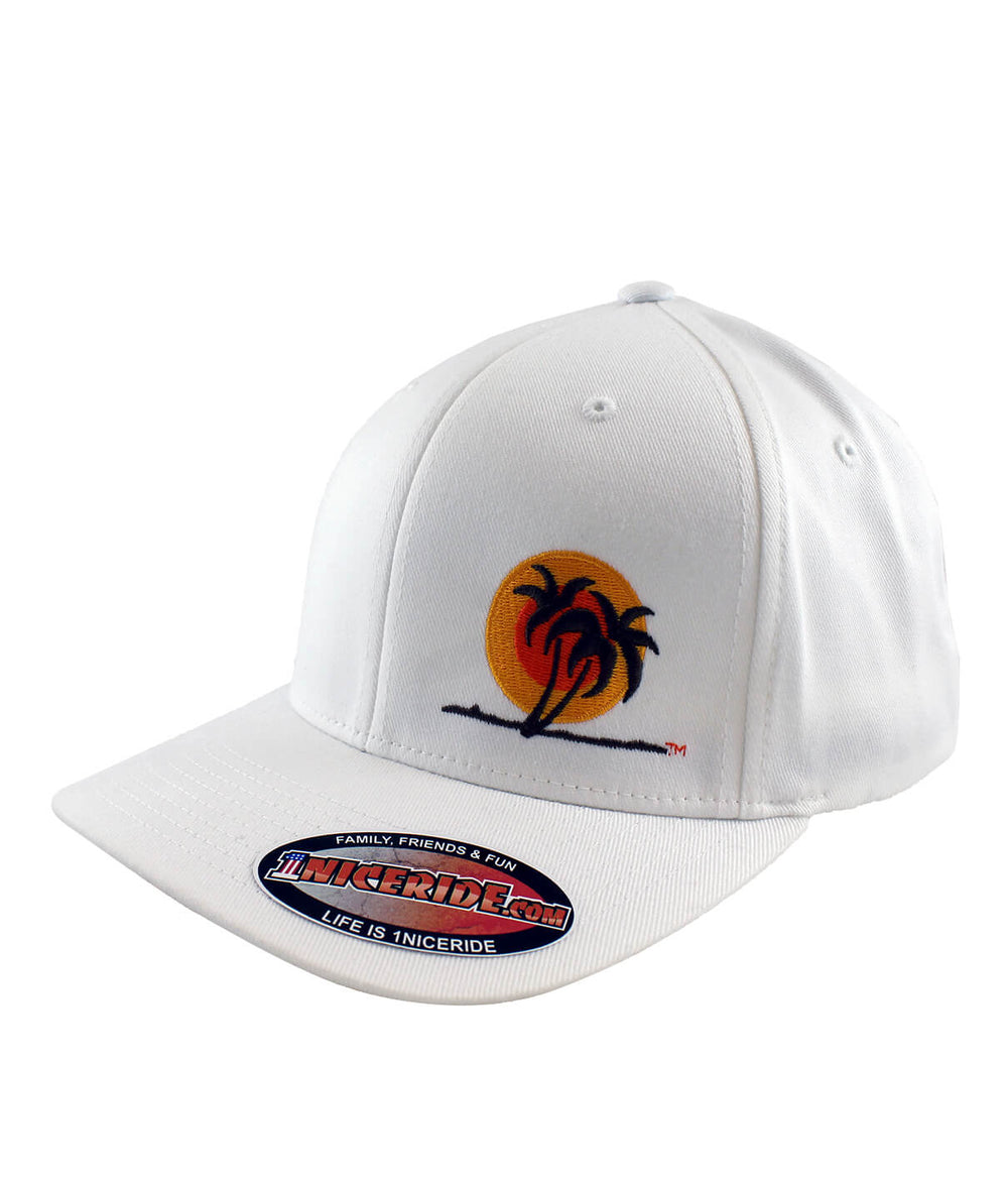 Padres Palm Classic Flexfit hat with NICERIDE logo and palm tree design in retro colors.