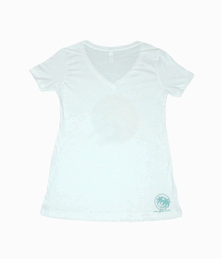 Breezy white shirt featuring v-neck design and NICERIDE&