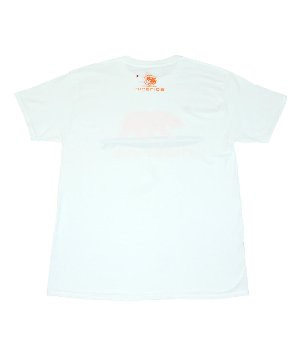 Hanes Men's Cotton Blend Neon T-Shirt back view featuring NICERIDE logo and palm design.