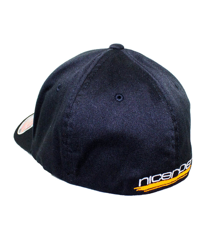 Back view of the Retro Palm Classic Flexfit Hat featuring NICERIDE logo embroidery.