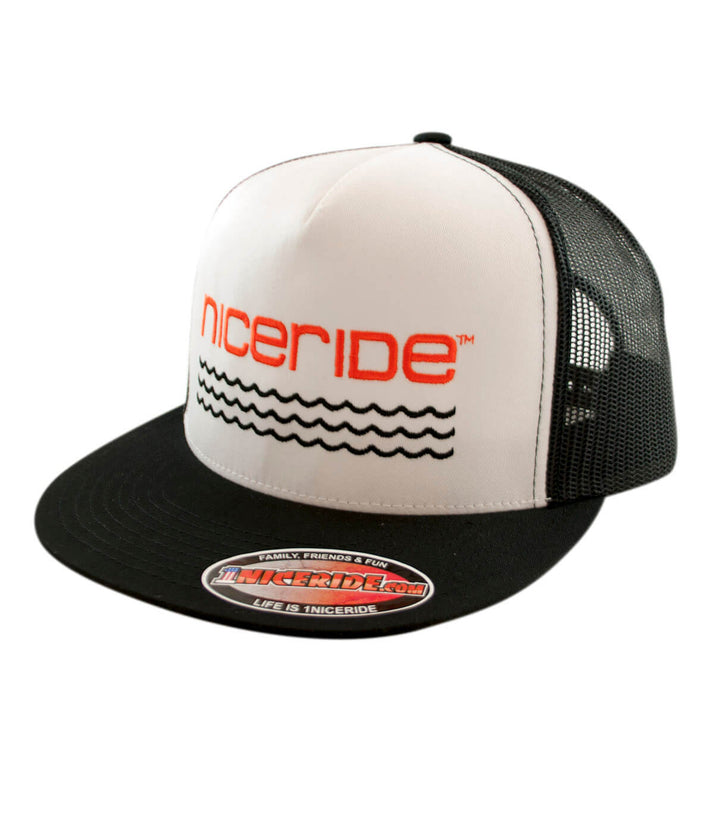 On The Water - Center Trucker Baseball Cap with NICERIDE design and palm logo, a stylish hat for outdoor adventures.