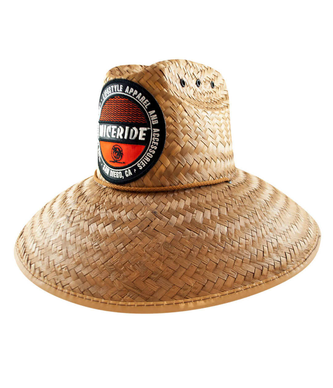Bum hat with NICERIDE "Badge" Patch, perfect straw beach hat for sunny days.