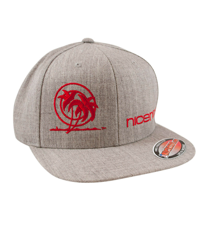 Palm Tower Heather Grey Snapback Hat featuring NICERIDE&