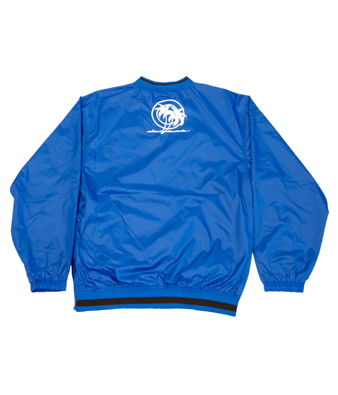 Classic Palm unisex windbreaker pullover with blue exterior and embroidered logo on the back.