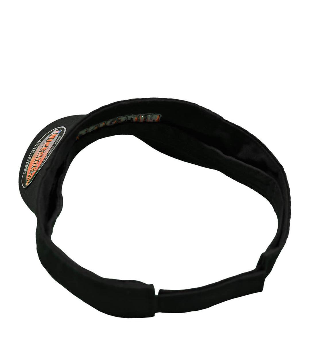 Classic NICERIDE visor, black cotton cap with pre-curved visor and hook and loop closure, embroidered logo.