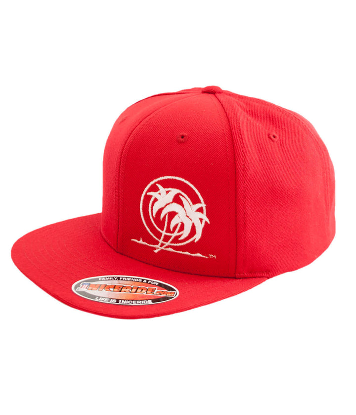 Classic Stencil Palm snapback hat in red with embroidered logo on the front left panel.