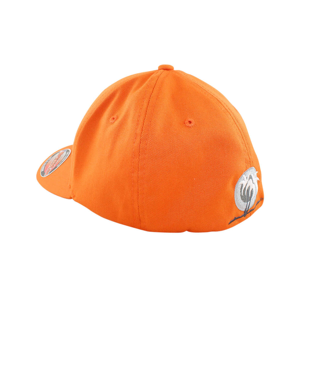 Back view of the orange Play Ball Classic Flexfit hat featuring NICERIDE logo and palm logo.