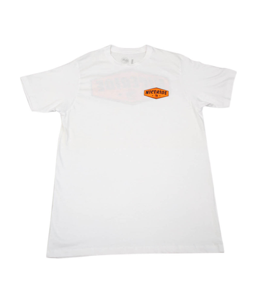 Chevron - White Hanes Men's Cotton Short Sleeve Shirt featuring NICERIDE design on the chest.