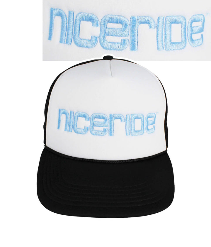 Foam Trucker Hat featuring NICERIDE logo, part of the Bold Tower collection, designed for style and comfort.