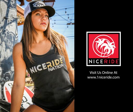 Woman wearing a black tank top with &
