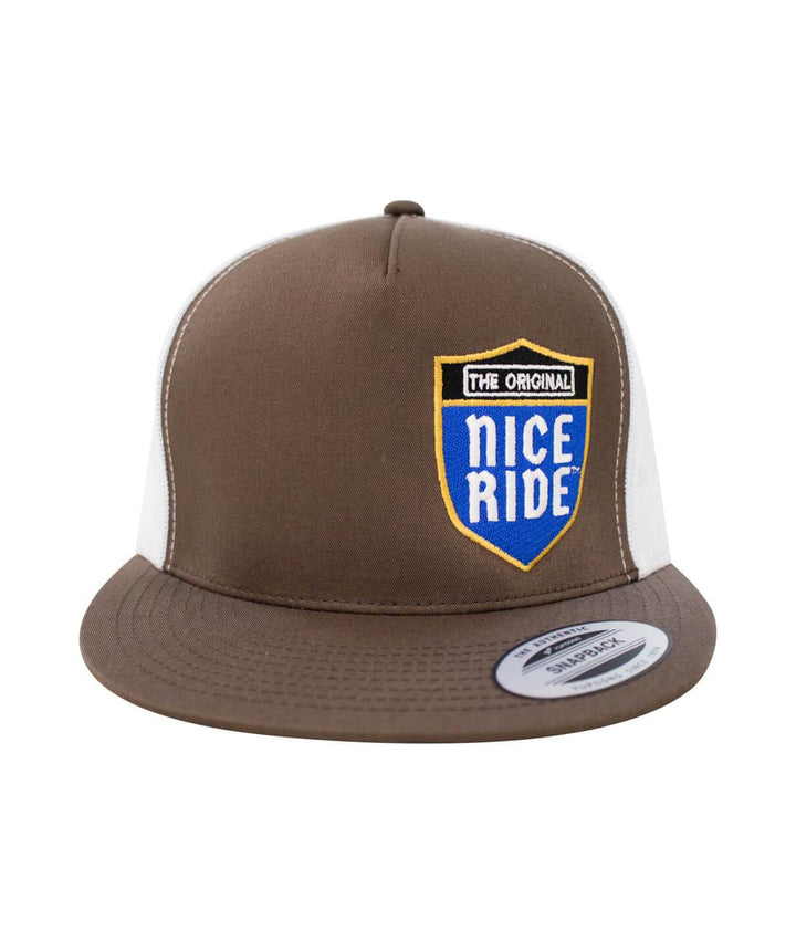 "Majesty" Trucker Hat with NICERIDE embroidered design on the front, classic snapback hat, stylish headwear.