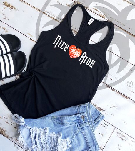 Romance - Next Level Tank Top for Women displayed with denim shorts and sandals, showcasing the tank top&